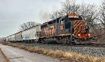 WE 302 leads Z641-27 to Barberton with interchange freight.